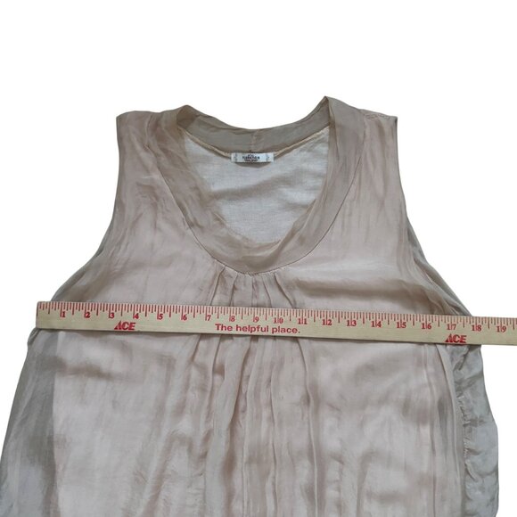 Florencia Silk Womens Sleeveless Pink Blouse With Pleated Design - Picture 4 of 7
